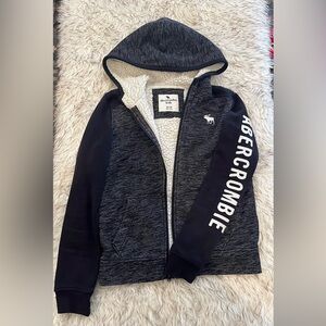 Abercrombie Kids Black/ Marled Black Zip-Up Hoodie - 13/14